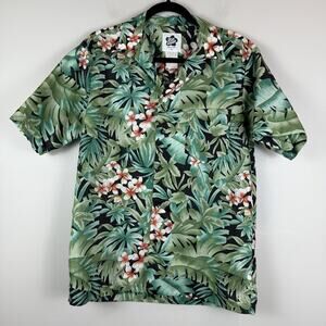 Vtg 70s Hilo Hattie Hawaiian Camp Shirt M Polyester Multi Floral Tropical Beach